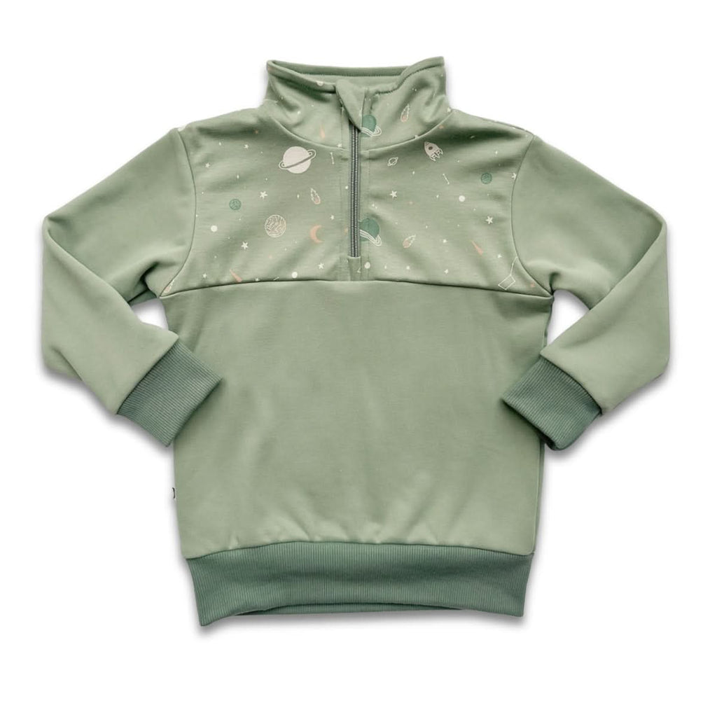 Kids' Bamboo Fleece Half-Zip | Ash With Night Sky