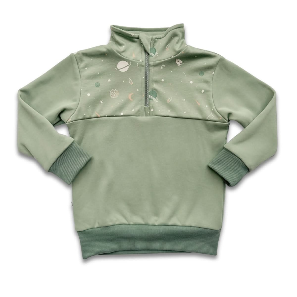 Kids' Bamboo Fleece Half-Zip | Ash With Night Sky