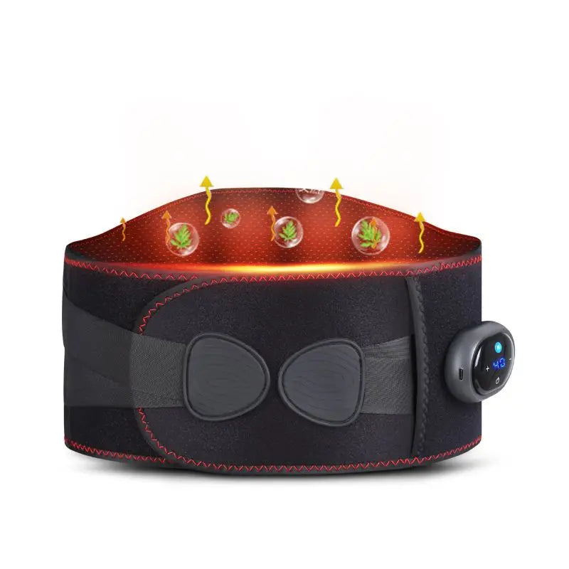 Electric Lumbar Heating Belt Adjustable Waist Massager Black