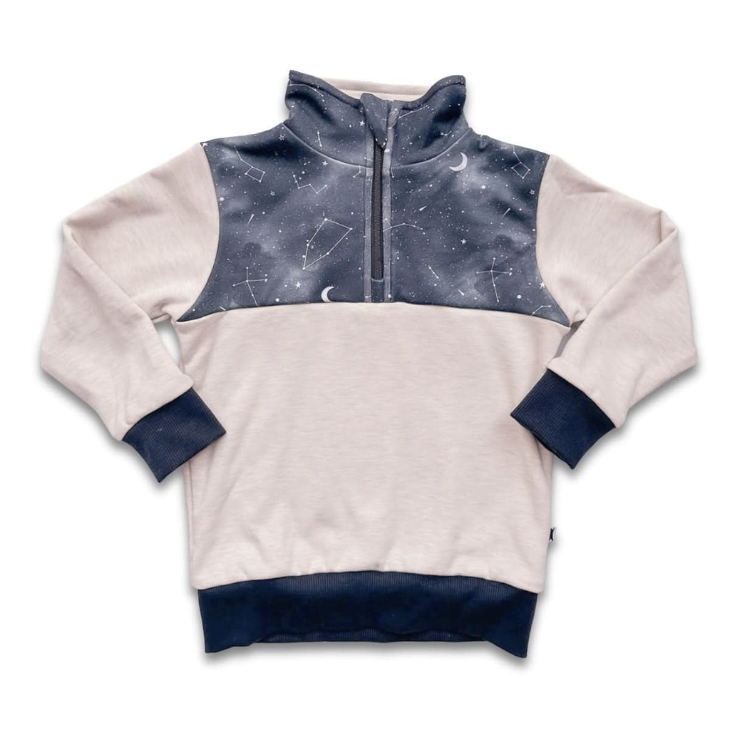 Kids' Bamboo Fleece Half-Zip | Ash With Night Sky