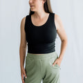 Ladies Bamboo Longline Bralette-Style Tank | Black