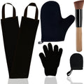 5 Piece Self Tanning Mitt Applicator Set with Self Tan Glove Tanning Back Lotion Applicator Tanning Brush Tan Face Mitt Exfoliating Glove for Self Sunless Tanning Tan (black)