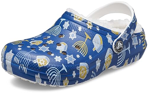 Crocs Unisex Classic Holiday Lined Clogs Fuzzy Slippers Hanukkah Numeric_2 US Men