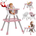 Baby High Chair 8 and 1 Portable High Chair with 2 Dinner Plates Baby Feeding Chair with Toddler Table Toddler Chair with Building Blocks Convertible Highchair with PU for 6-36 Babies