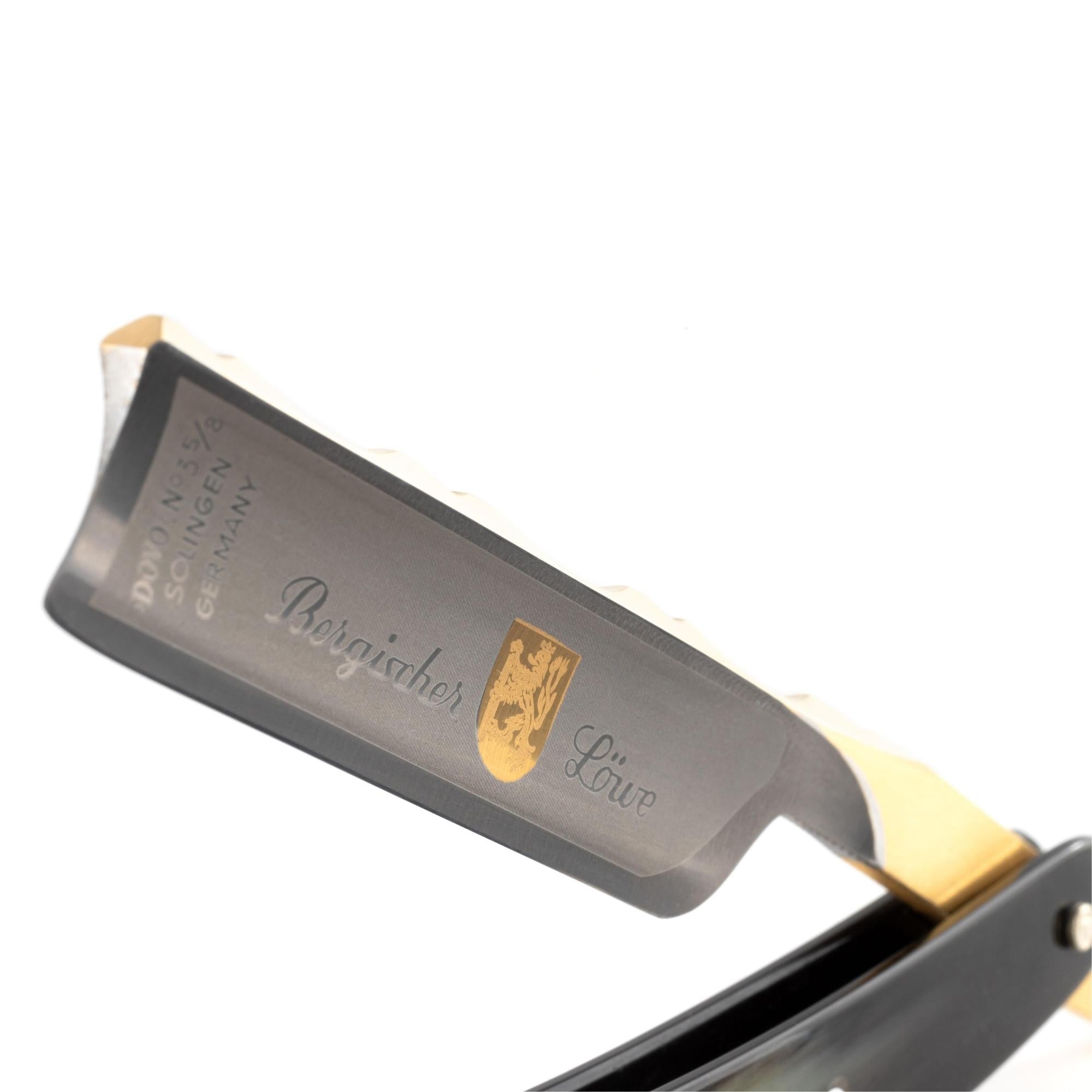 Dovo Straight Razor, "Bergischer Lowe" 5/8", Carbon Steel, Full Hollow Grind, Horn Handle