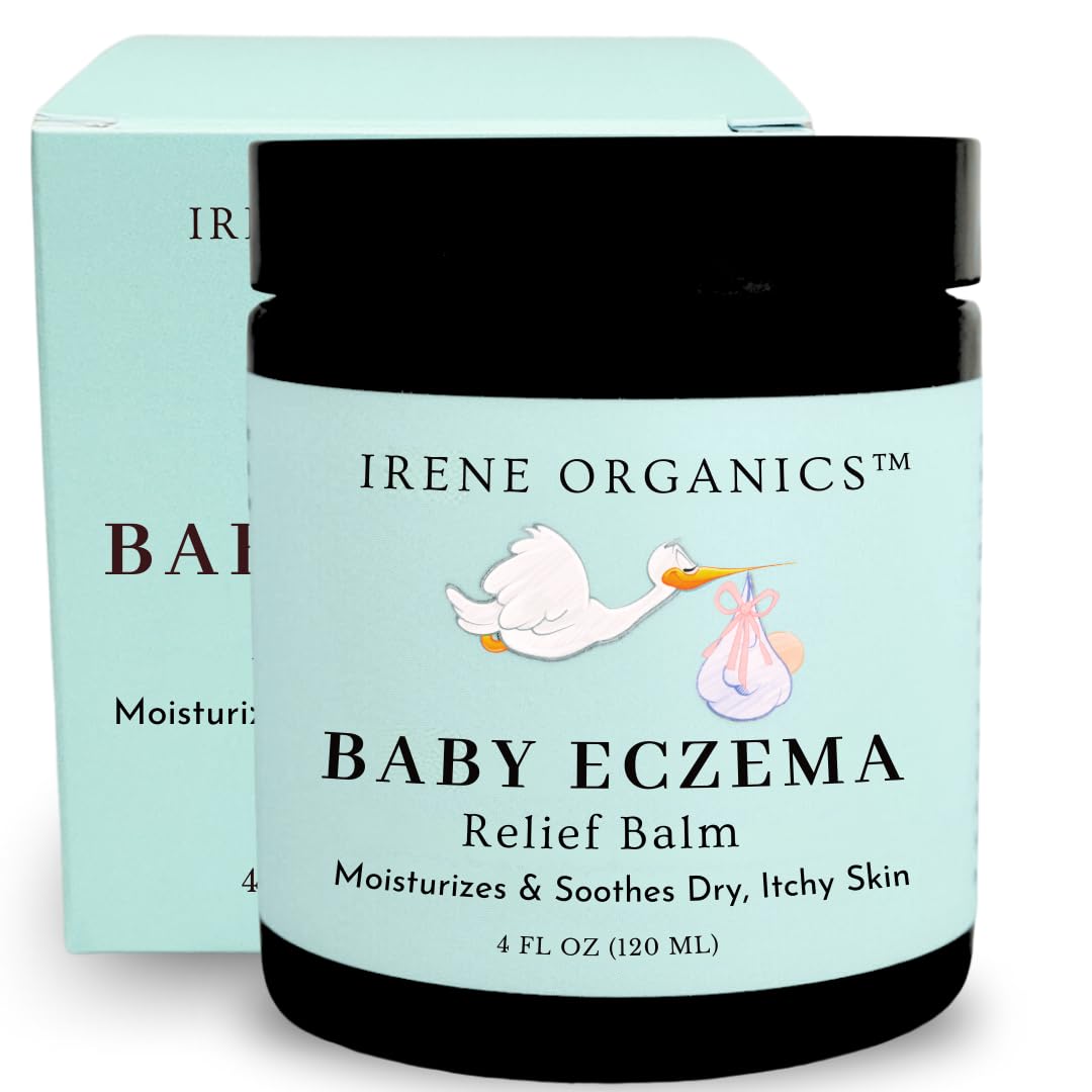 Irene Organics Baby Eczema Relief Balm Healing Ointment Baby Moisturizing Cream for Eczema Dry Itchy Skin. Award Winning Baby Skincare for Sensitive Skin Safe for Newborns Kids and Adults