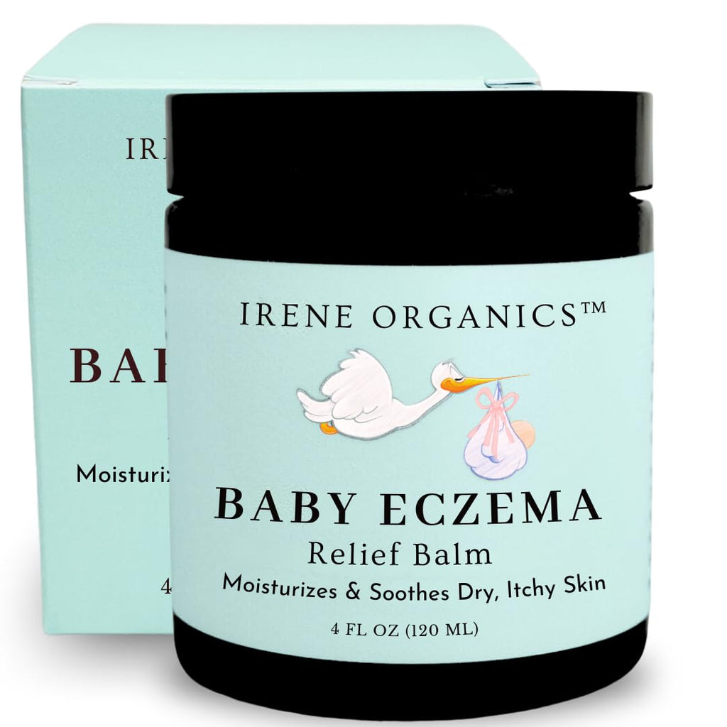 Irene Organics Baby Eczema Relief Balm Healing Ointment Baby Moisturizing Cream for Eczema Dry Itchy Skin. Award Winning Baby Skincare for Sensitive Skin Safe for Newborns Kids and Adults