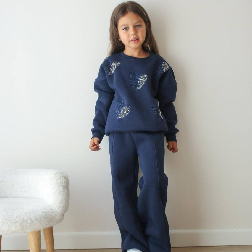 Rhinestone Hearts Girls Casual Set