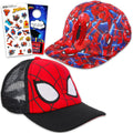 Spiderman Hat for Boys 2 Pack - Marvel Hat Bundle with 2 Spiderman Baseball Caps for Kids 4-6 Plus Spiderman Stickers More | Spiderman Hat for Boys Kids