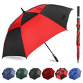 ZDSSM Umbrella Golf 54/62/68/72 Inch Extra Large Oversize Umbrellas for Rain Windproof Automatic Open Double Canopy Vented Stick Umbrellas for Men and Women(Black/Red 54 Inch)