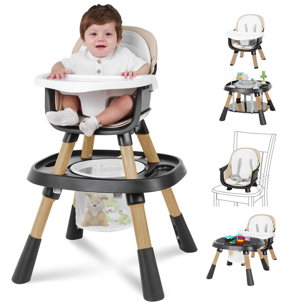 Baby High Chair 15 in 1 Convertible High Chairs for Babies and Toddlers Easy Clean High Chair for Baby Baby Feeding Chair for 6-72 Months(Black)