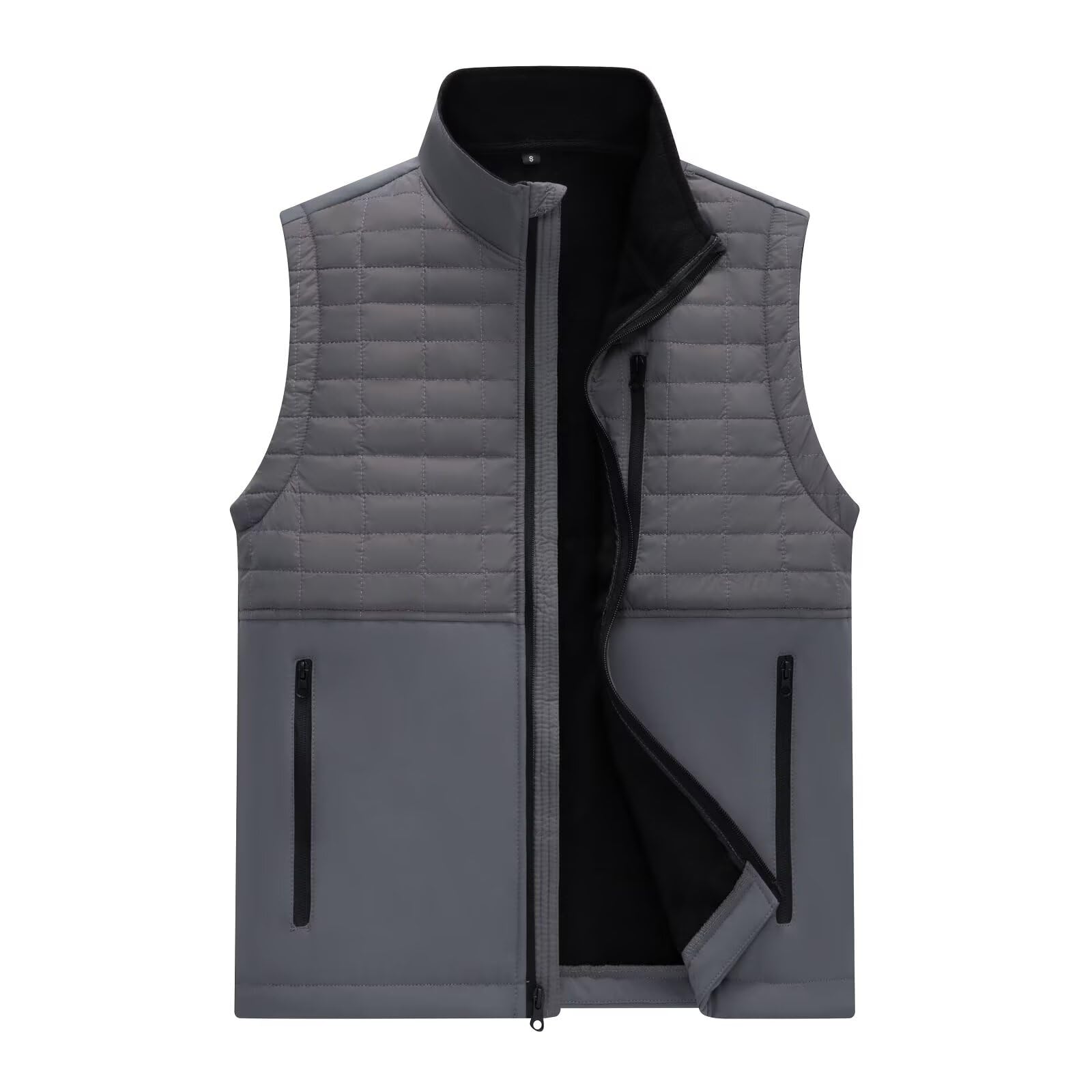 AKuVoL Mens Windproof Softshell Vest Lightweight Sleeveless Jacket for Travel Hiking Running Grey S