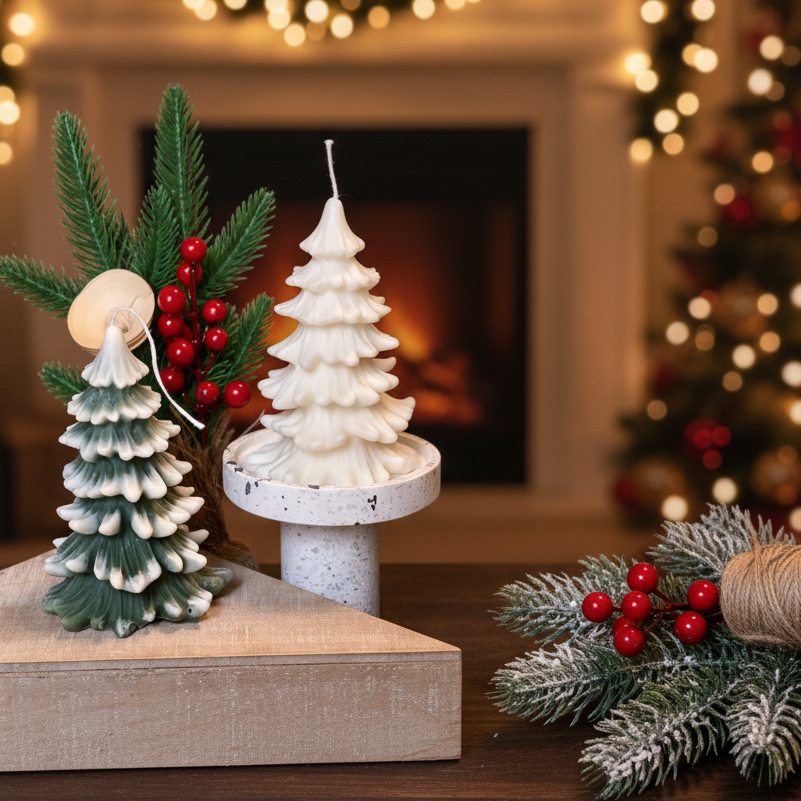 Christmas Tree Cedar Candles | Holiday Decor