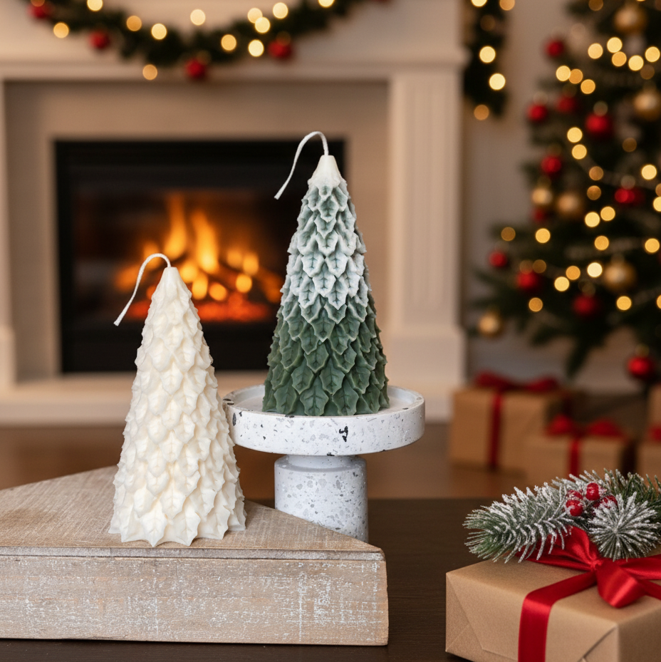Christmas Pine Tree Candles | Festive Holiday Decor