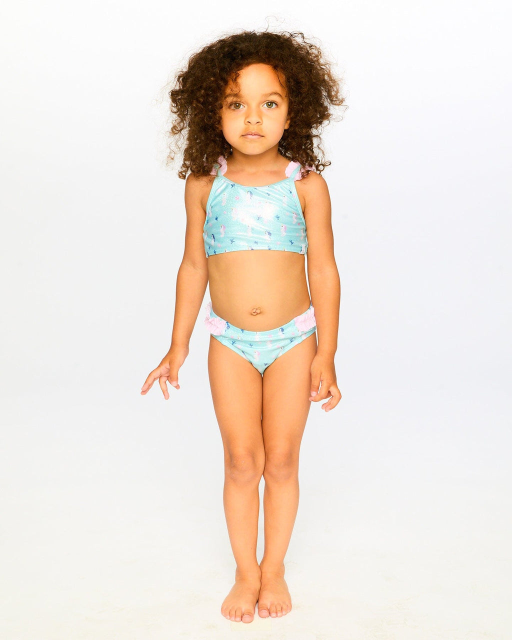 Two-Piece Swimsuit Blue Seahorse Print