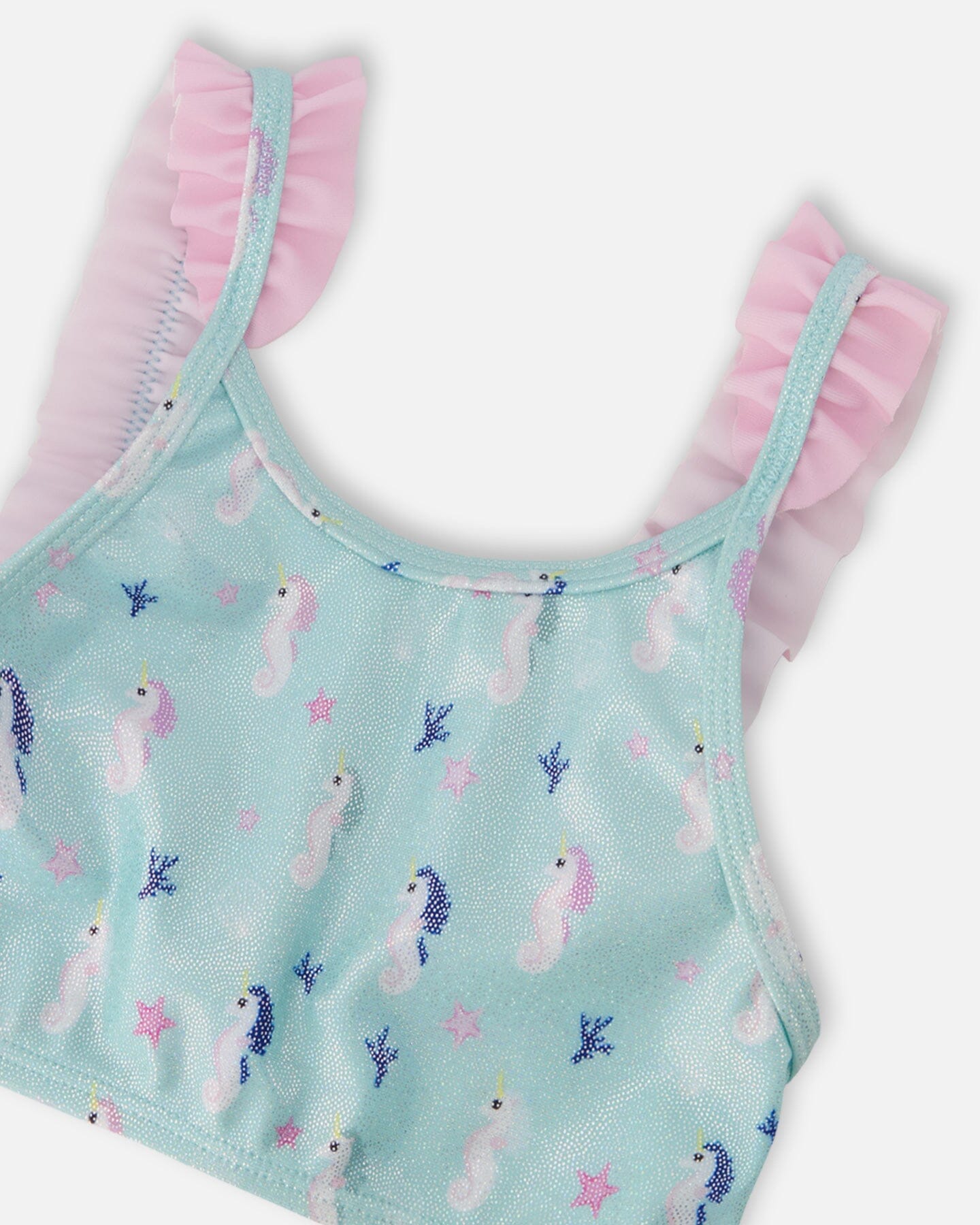 Two-Piece Swimsuit Blue Seahorse Print