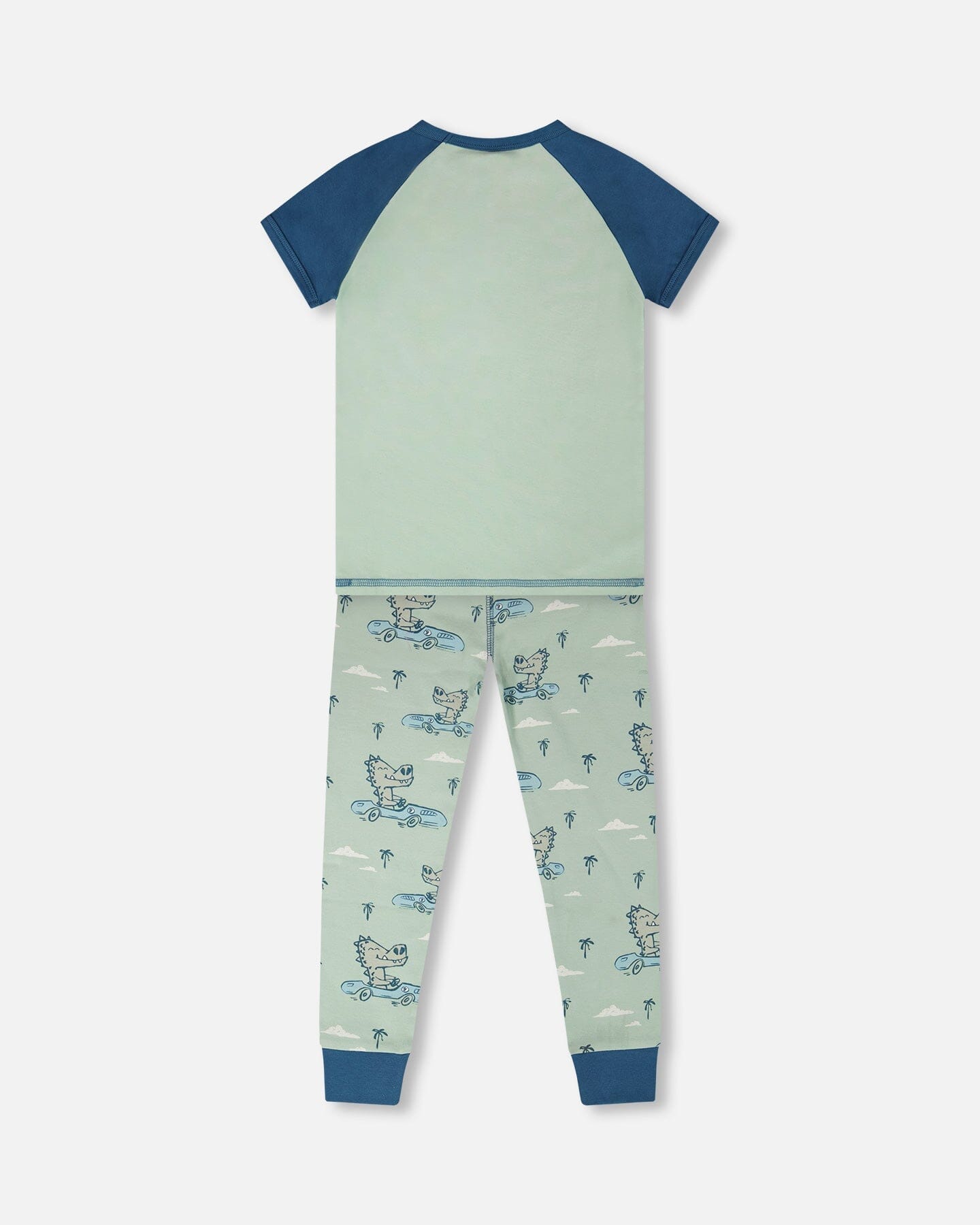 Organic Cotton Two-Piece Pyjama Set Green Crocodile Print