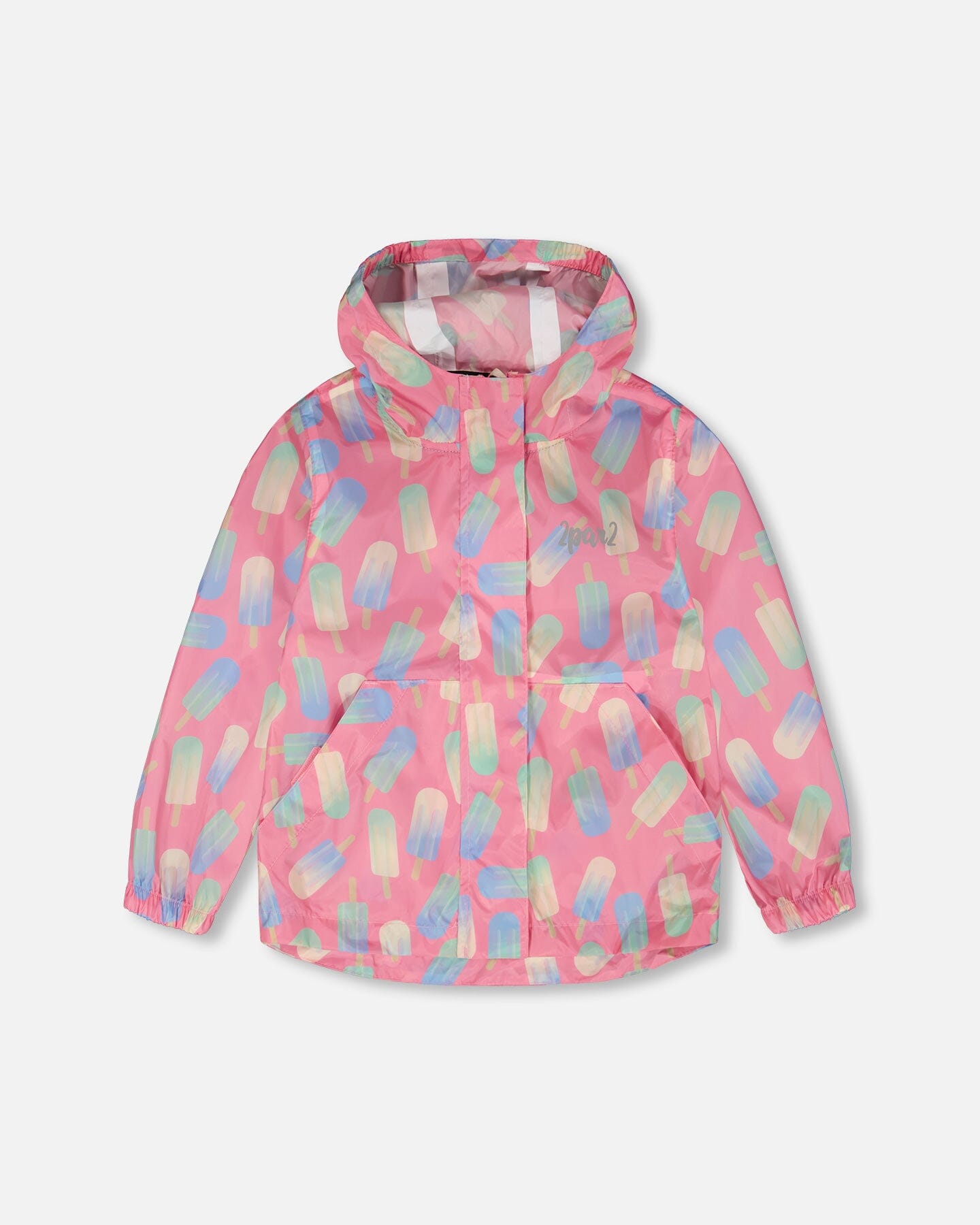 Packable Windbreaker In Polyester Pink Lollipop Print