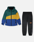 Insulated Two-Piece Mid-Season Outerwear Set Green, Yellow And Blue