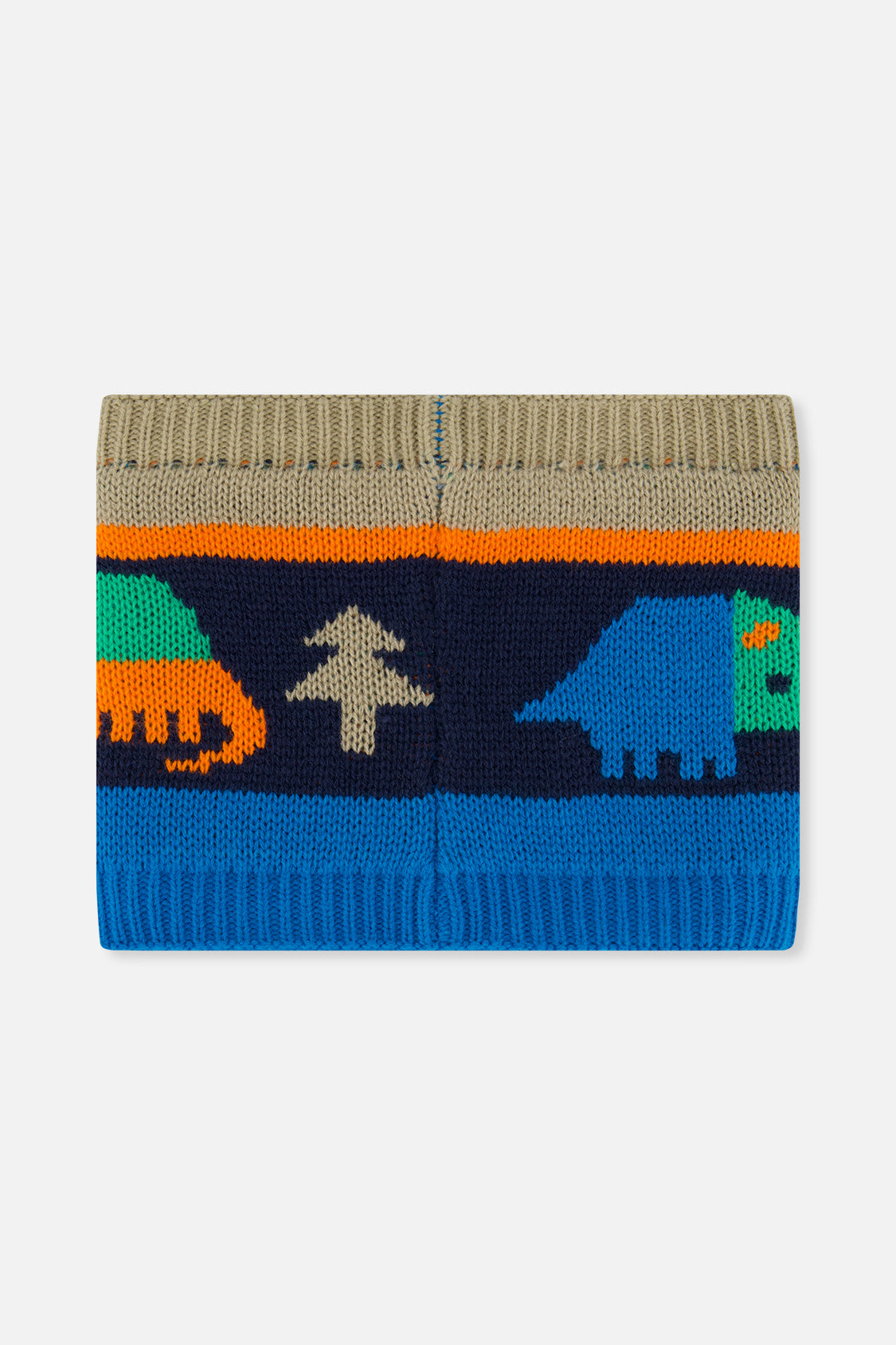 Winter Knit Neckwarmer Blue Dinosaur Print