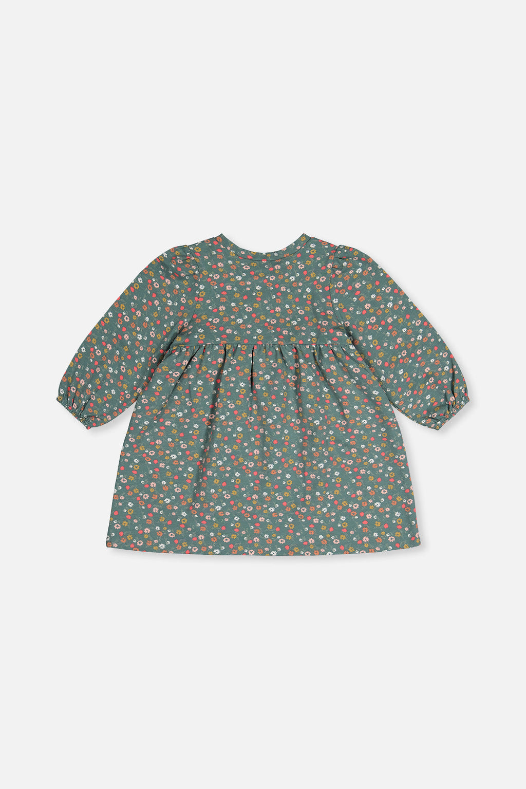 Organic Cotton Printed Dress Green Floral Print