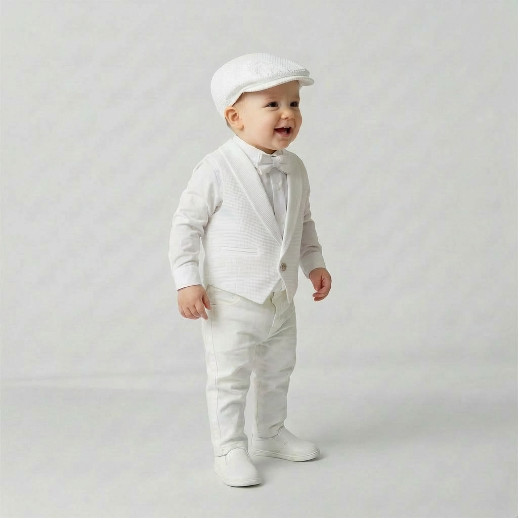 Classy Penguin Tail Baptism and Hat Set