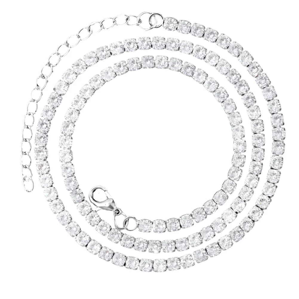 Prong Cuban Link Chain Necklace Rhinestone (A0924SL)