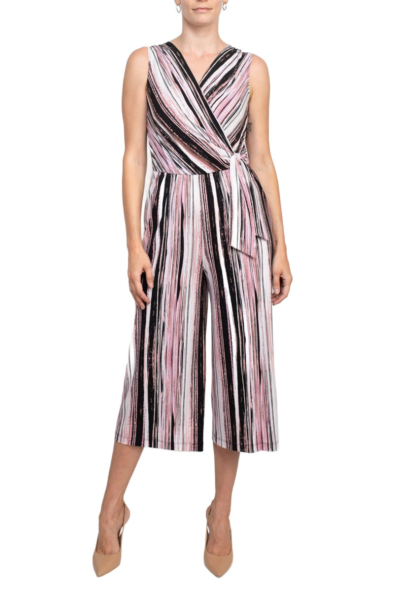 Surplice Neck Full-Length Casual Jumpsuit Tie Side Connected Apparel TFE68332M1