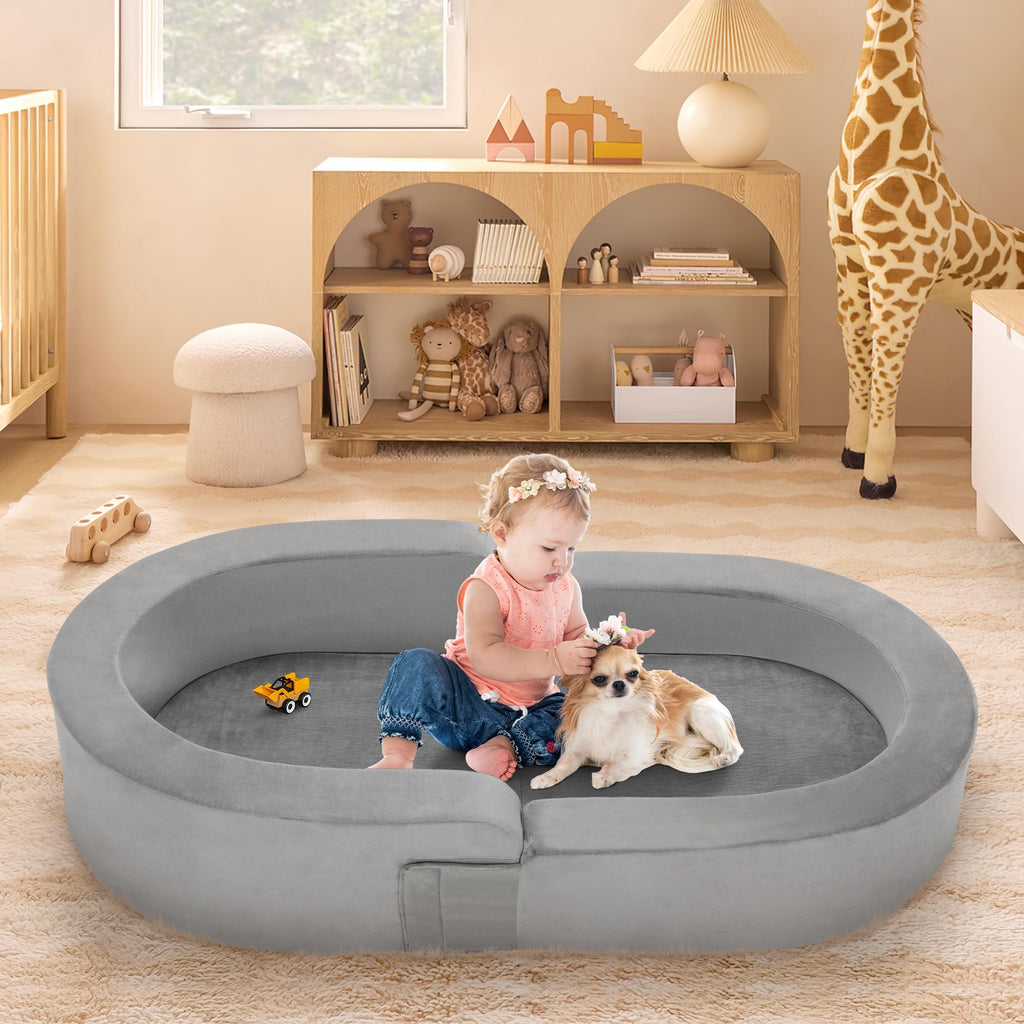 Lynxor Toddler Travel Bed Foldable 2-in-1 Travel Bed Kids Sofa Chair Convertible Couch to Travel Bed for Boys and Girls with Carry Bag
