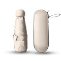 Cloudia Small Mini Umbrella with Case Compact Design for Travel Lightweight Portable Outdoor Sun and Rain Umbrellas (Beige)
