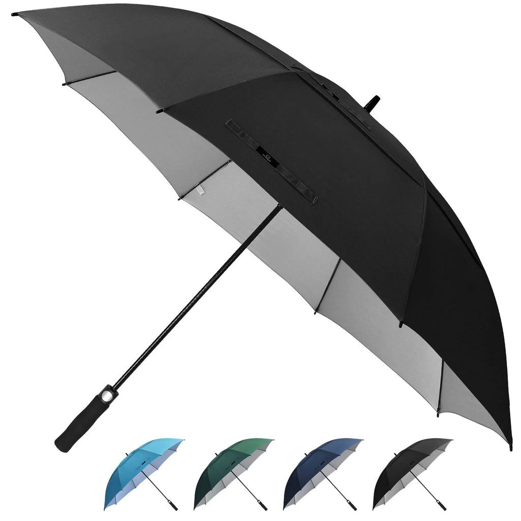 Prospo 68 Inch Extra Large Golf Umbrella Double Canopy Automatic Open Sun Rain Stick Umbrellas Windproof Waterproof Oversized (Black XL)