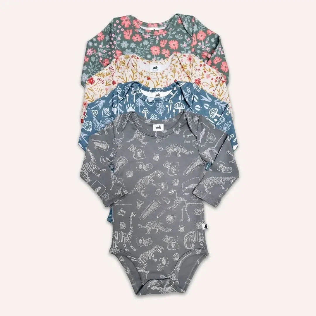 Baby Long-Sleeve Bamboo Bodysuit | Ditsy Snails