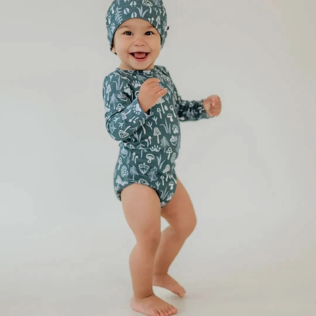 Baby Long-Sleeve Bamboo Bodysuit | Ditsy Snails