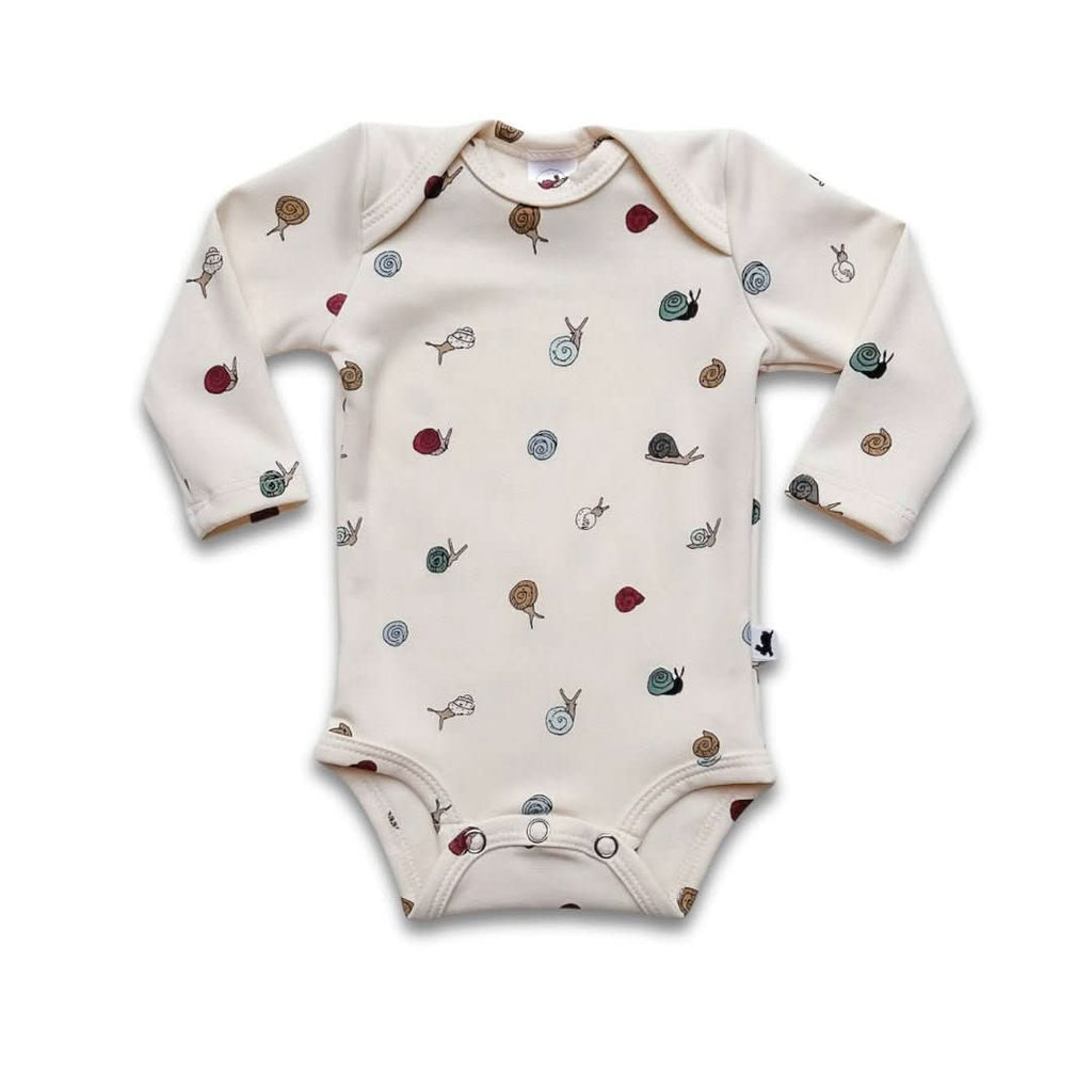 Baby Long-Sleeve Bamboo Bodysuit | Ditsy Snails