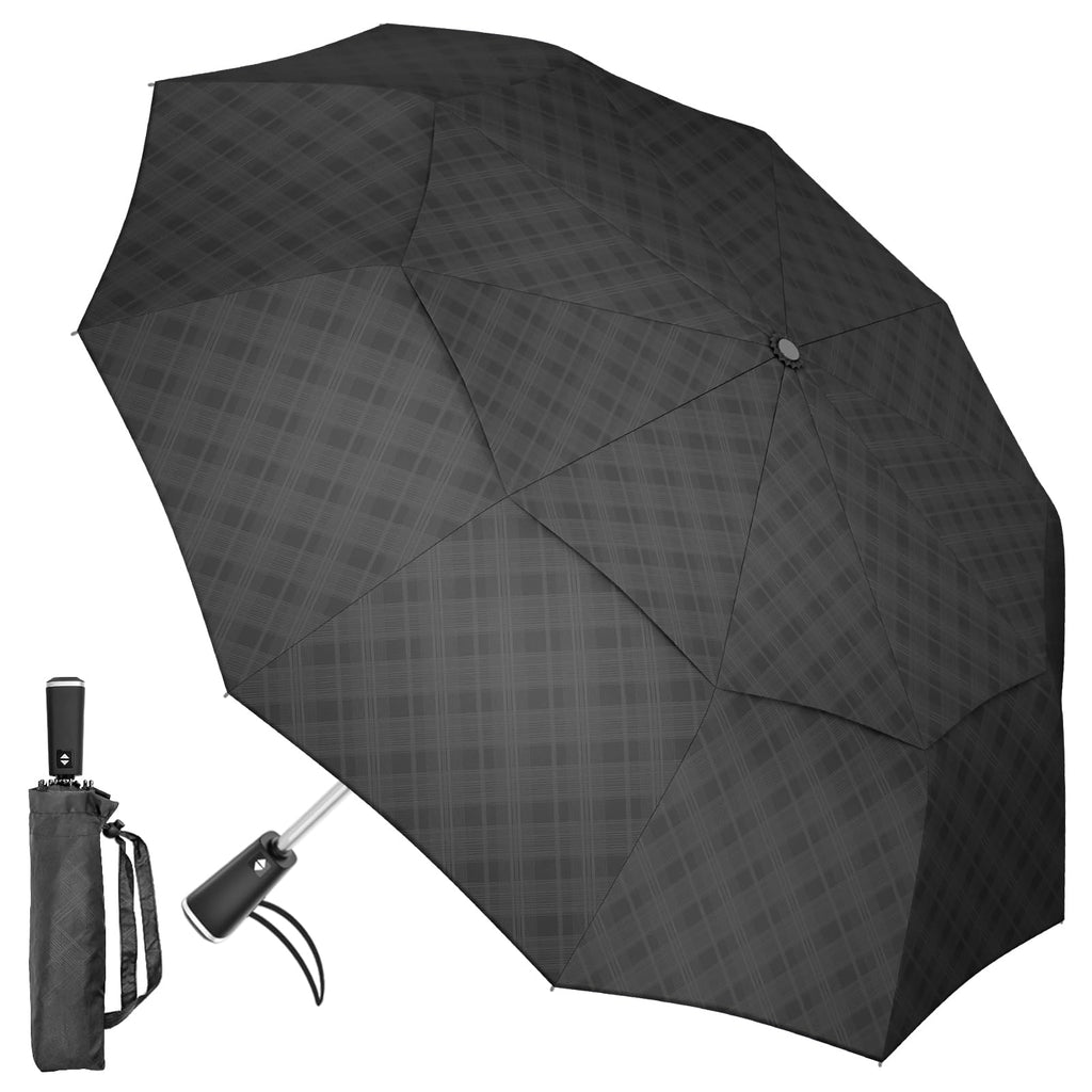 Satol Large Golf Umbrella Windproof 10 Ribs Automatic Open/Close Oversize Double Canopy Vented Sturdy Portable Folding Umbrella for Travel UPF 50+ Wind Resistant Sun & Rain Compact Lightweight Umbrellas for Outdoor Black