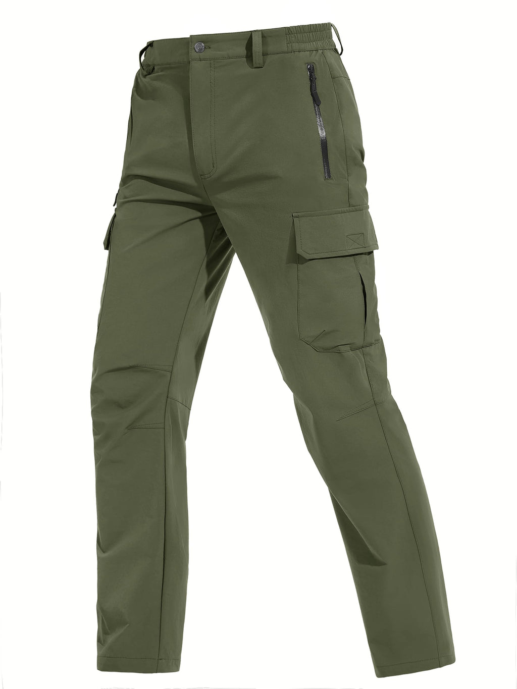 TACVASEN Cargo Pants for Men Lightweight Quick Dry Ripstop Water Resistant Windproof Stretch Pants Hiking Travel Casual Army Green