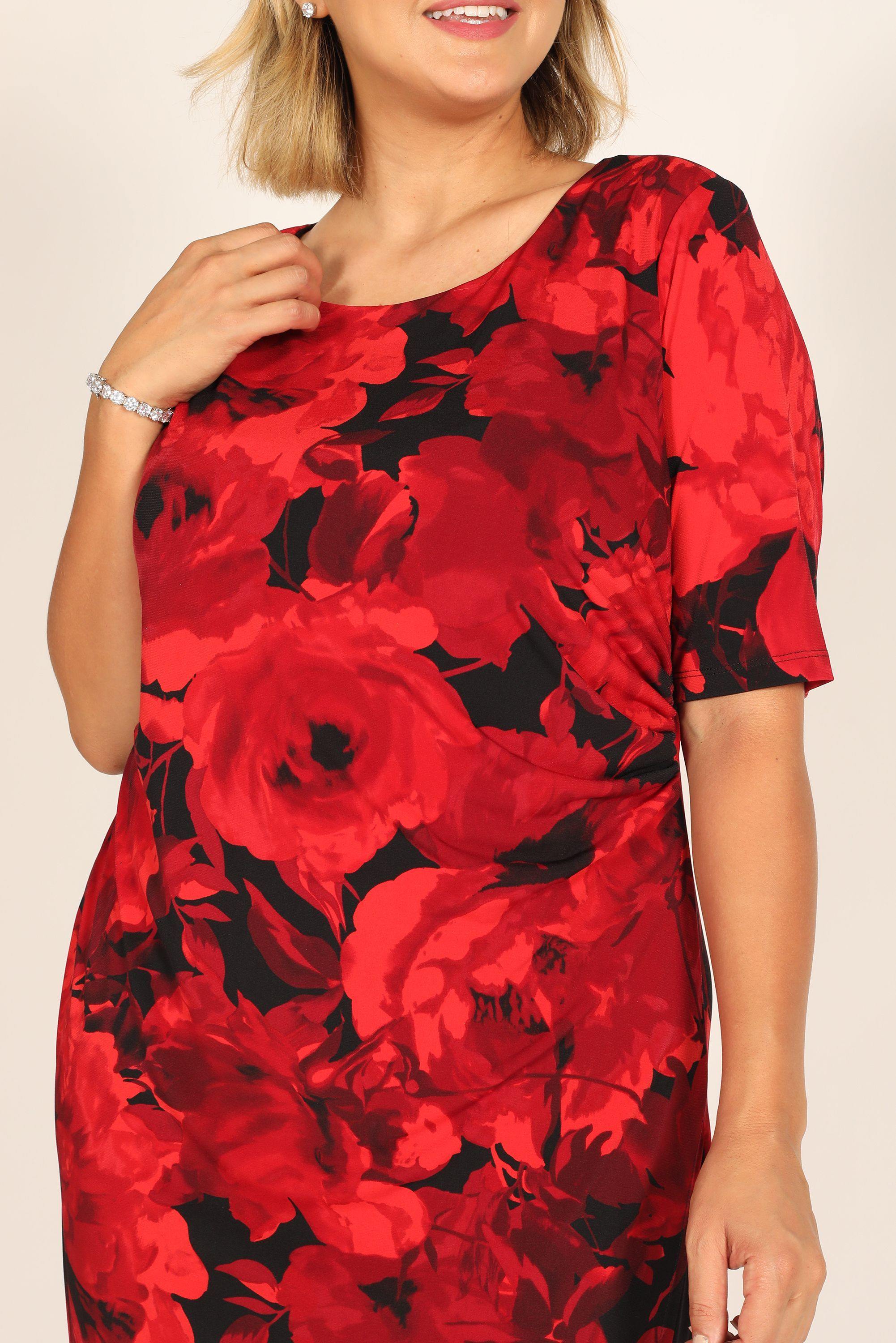 Connected Apparel Short Plus Size Floral Print Dress