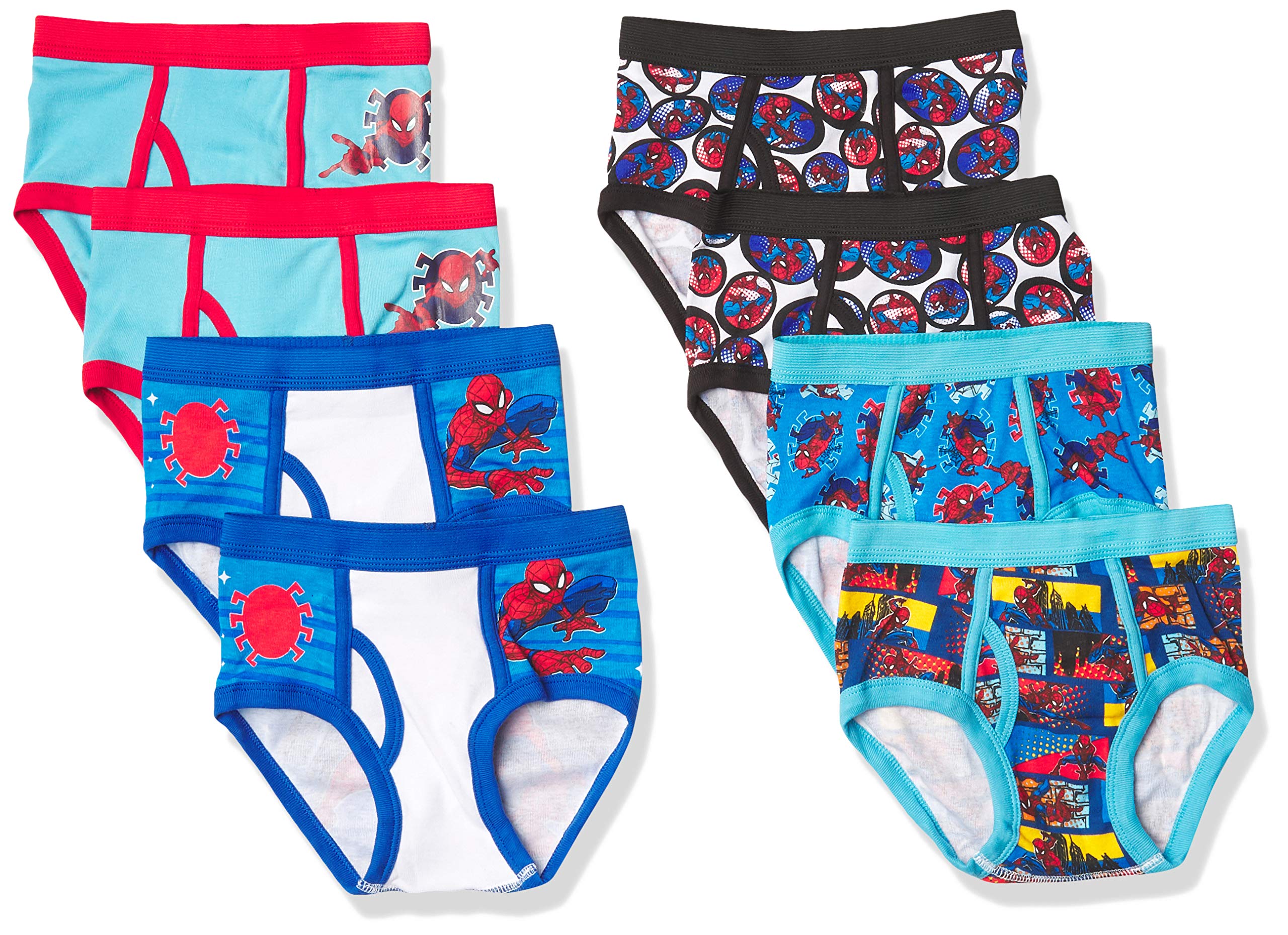Spiderman Boys 100% Combed Cotton Brief Multipacks with Multiple Print Choices 8-Pack size 6