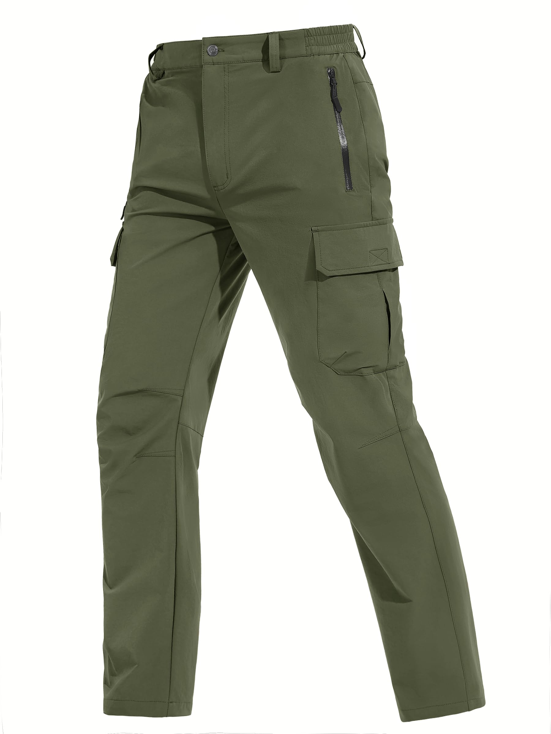 TACVASEN Cargo Pants for Men Lightweight Quick Dry Ripstop Water Resistant Windproof Stretch Pants Hiking Travel Casual Army Green
