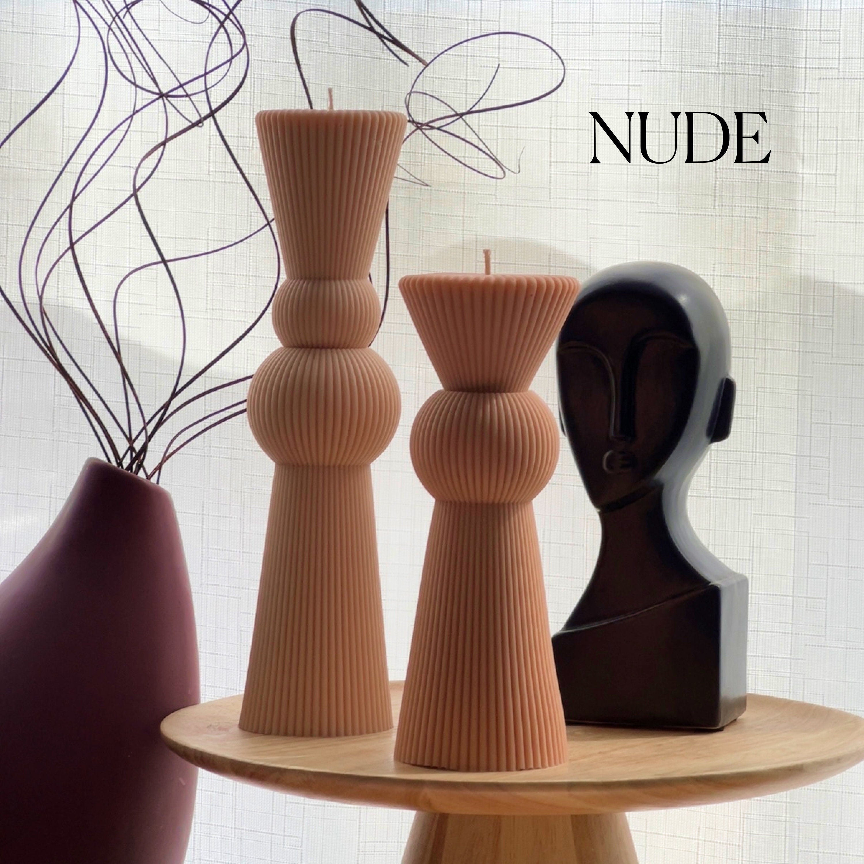 Soy Wax Chess Pillar Candle Set | Ribbed Decorative Candles