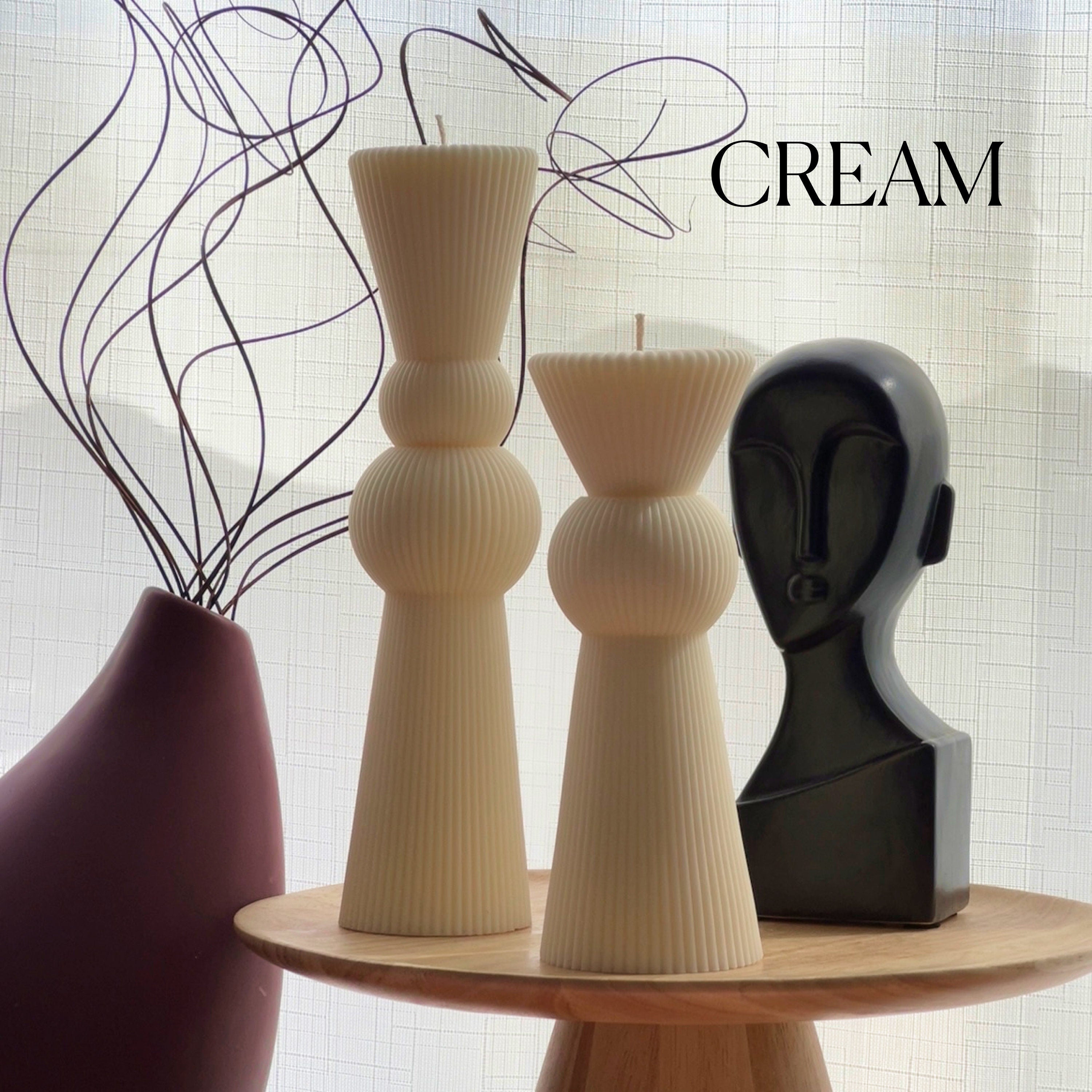 Soy Wax Chess Pillar Candle Set | Ribbed Decorative Candles