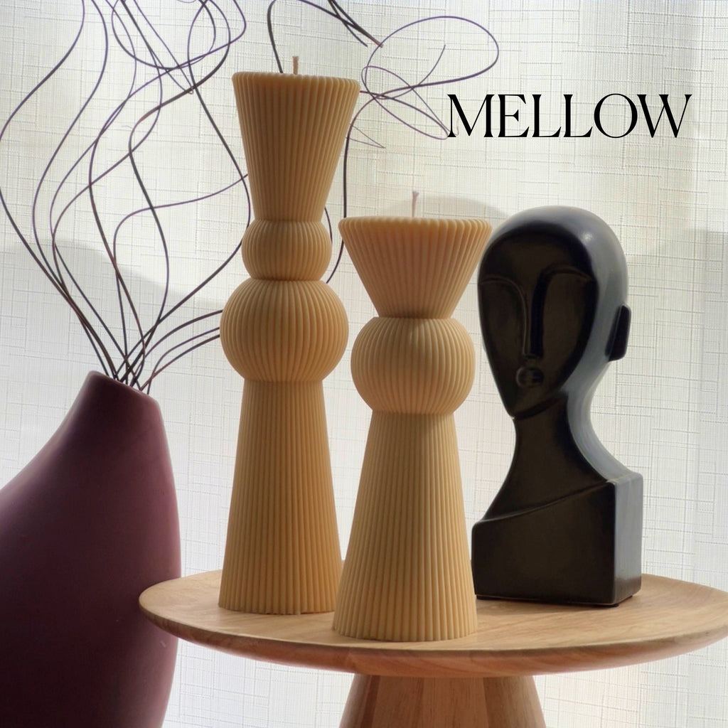 Soy Wax Chess Pillar Candle Set | Ribbed Decorative Candles