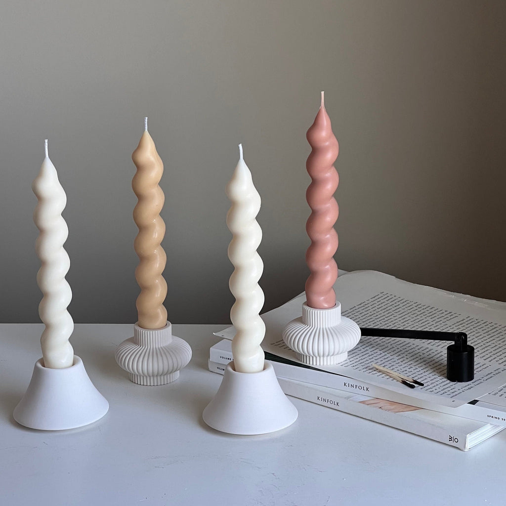 Thick Twisted Soy Wax Taper Candle | Romantic Dinner Candles