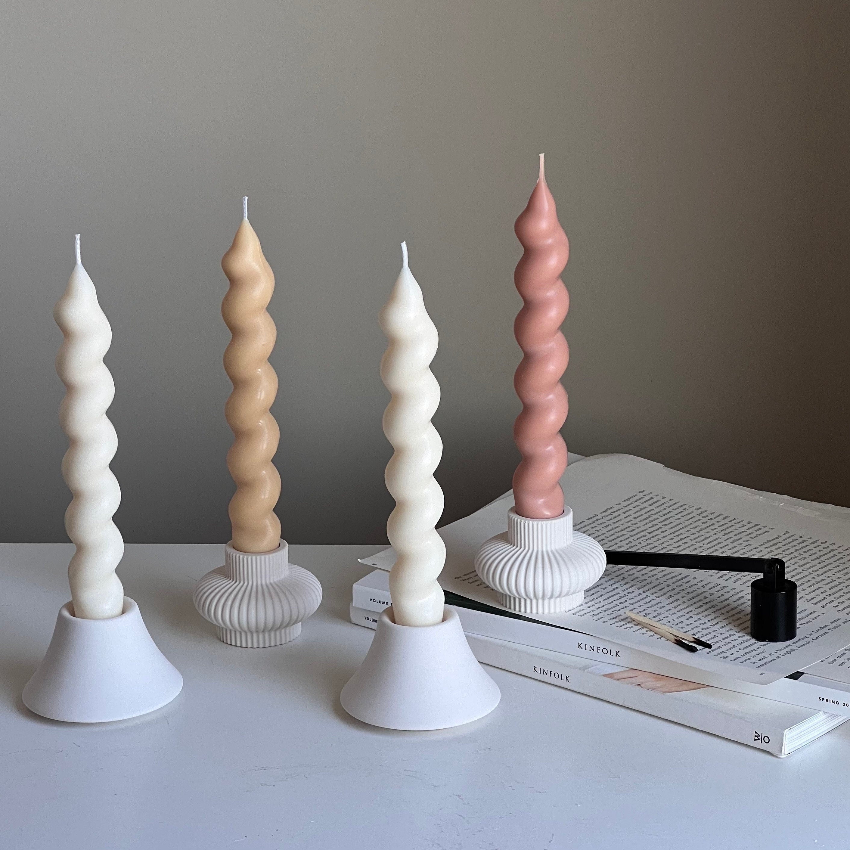Thick Twisted Soy Wax Taper Candle | Romantic Dinner Candles