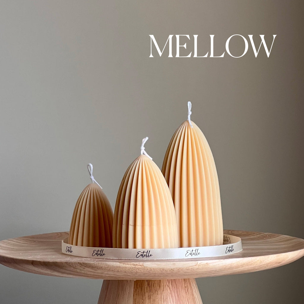 Ribbed Soy Candle Set | Conical Pillar Candles, Decor