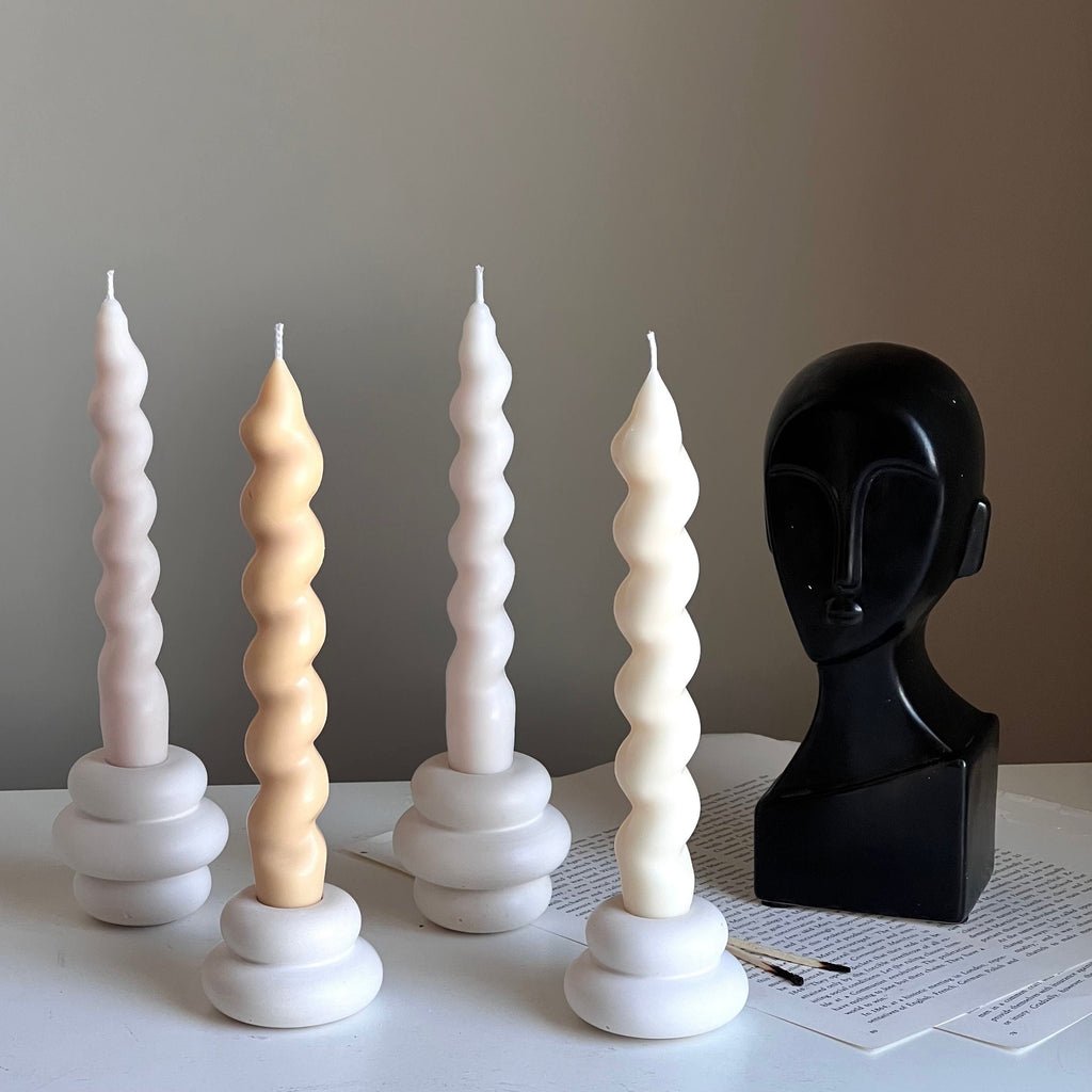 Thick Twisted Soy Wax Taper Candle | Romantic Dinner Candles