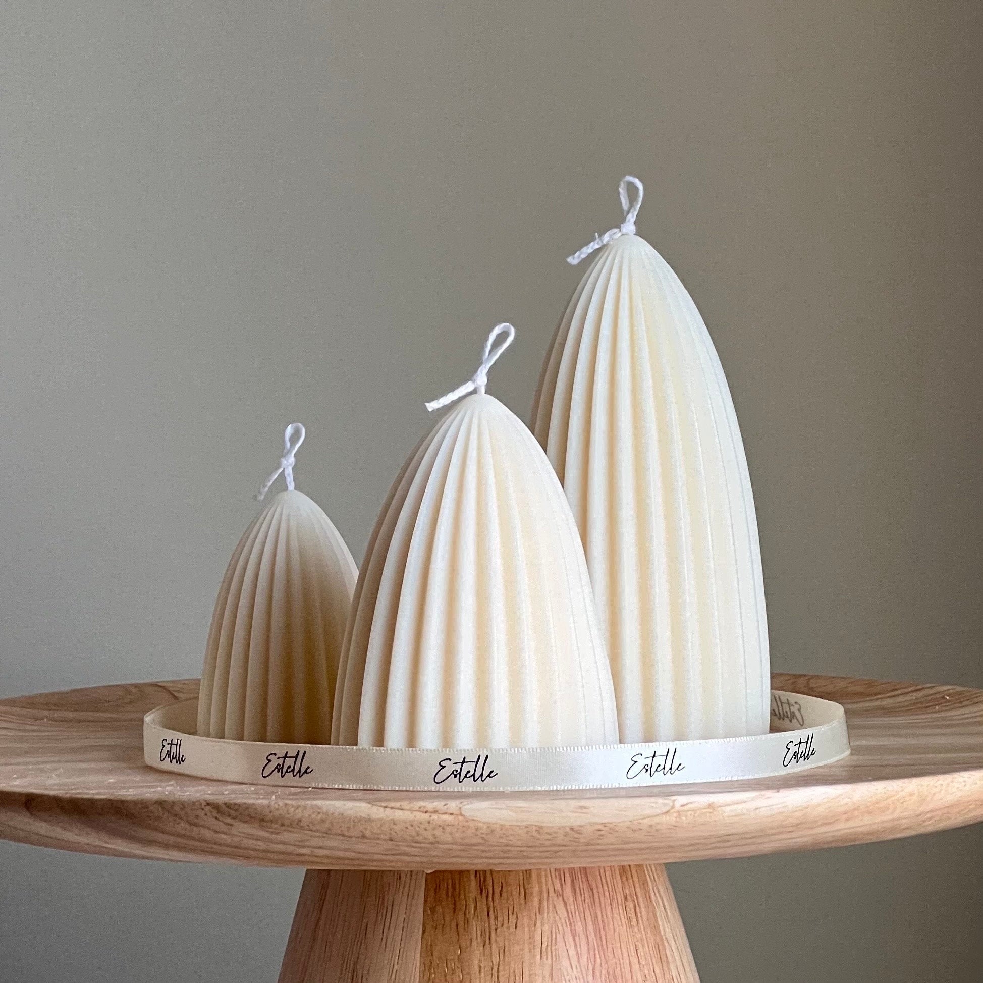 Ribbed Soy Candle Set | Conical Pillar Candles, Decor