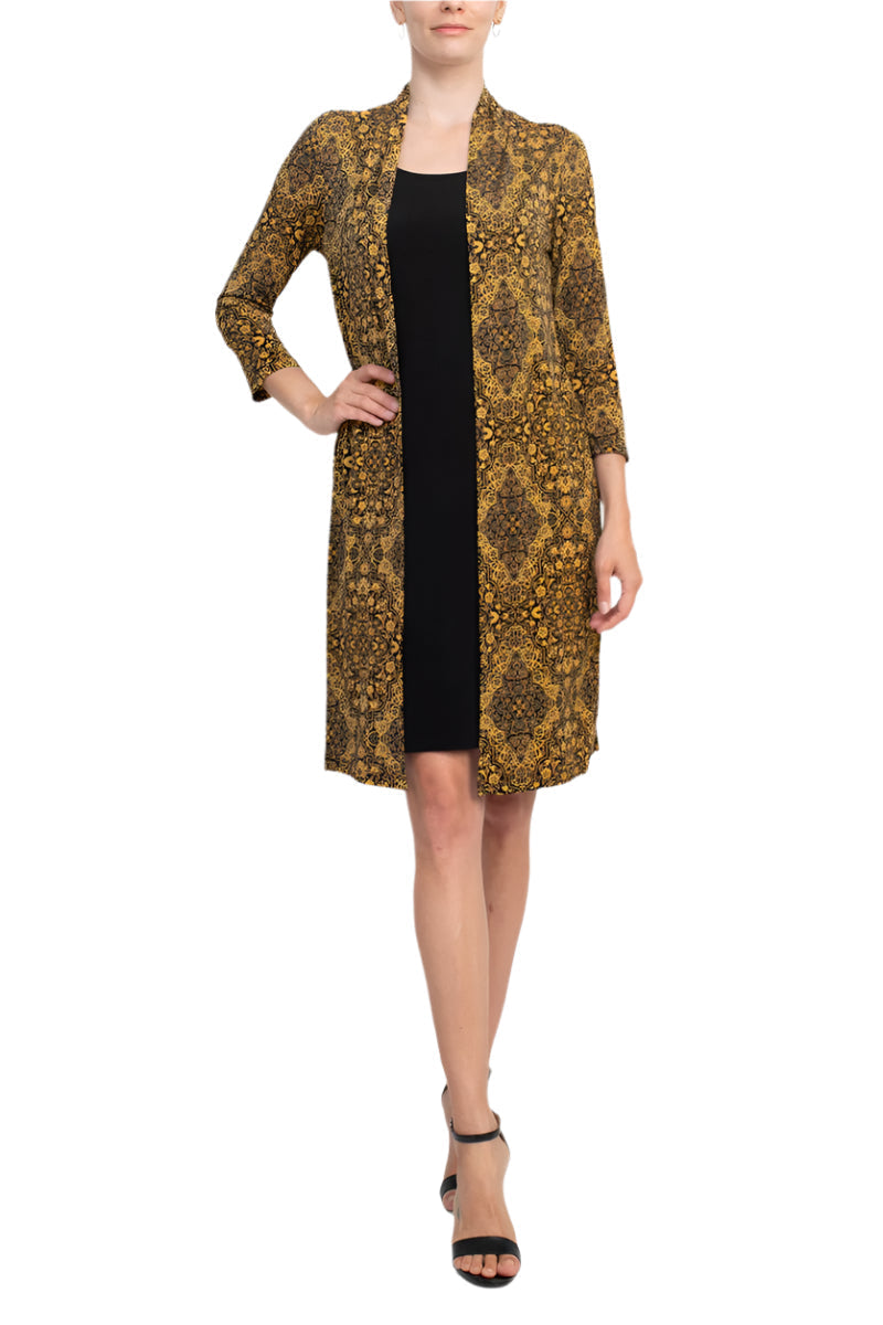 Scoop Neck Knee-Length Casual Faux Jacket Dress Connected Apparel TRT70975M1