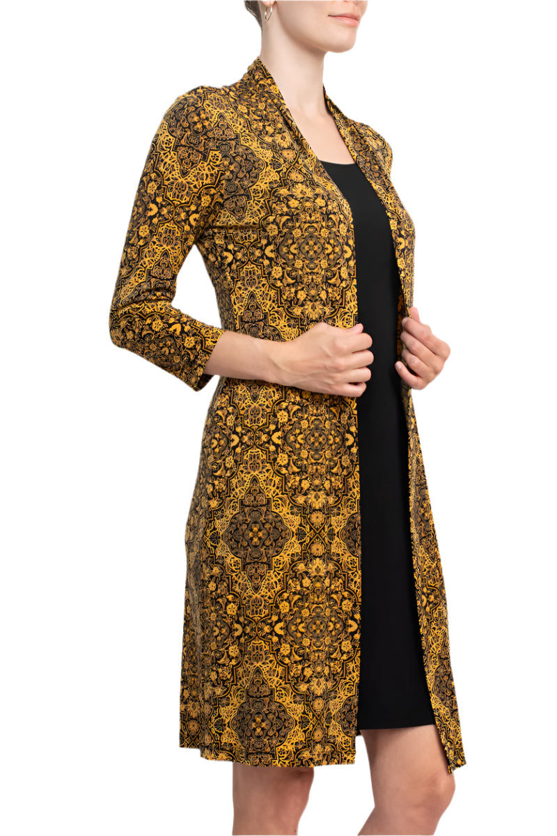 Scoop Neck Knee-Length Casual Faux Jacket Dress Connected Apparel TRT70975M1