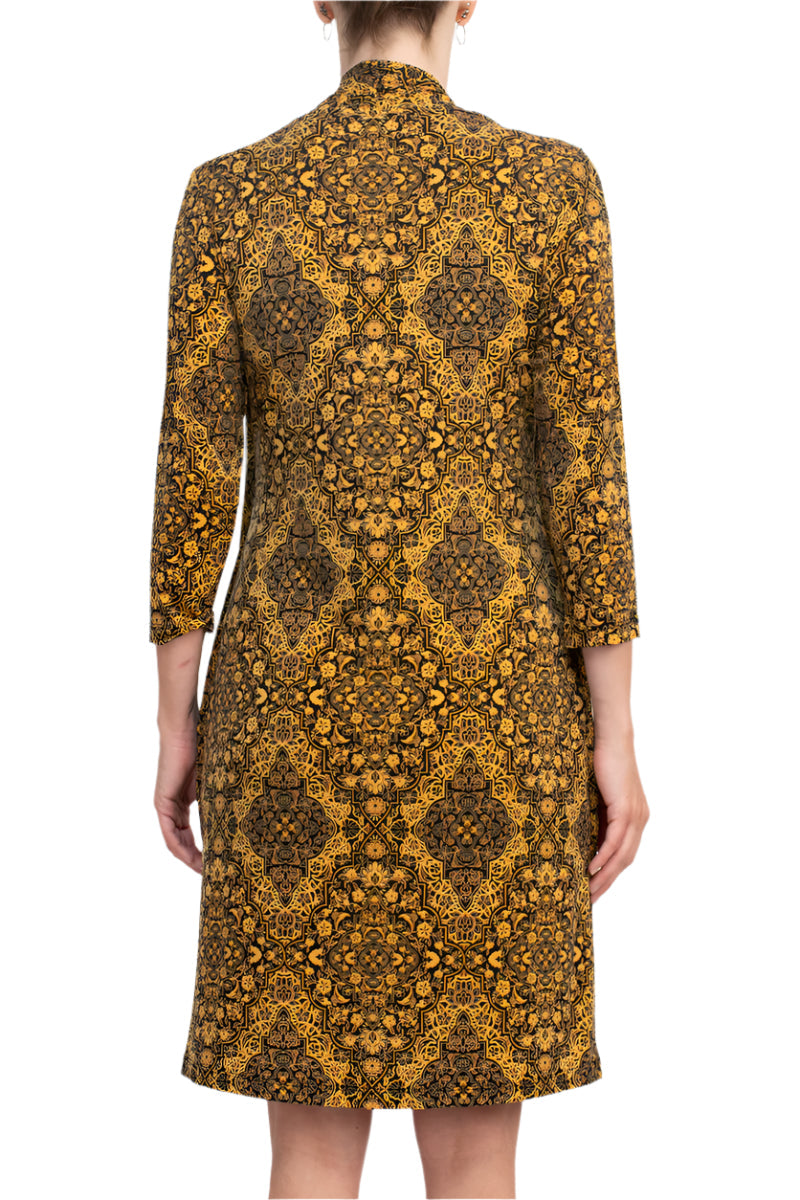 Scoop Neck Knee-Length Casual Faux Jacket Dress Connected Apparel TRT70975M1